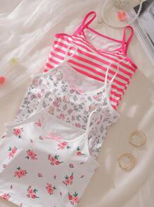 花卉印花兔子可爱牛奶丝吊带背心 中大女童