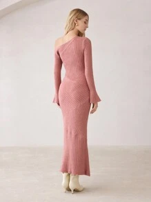 BizChic 粉色毛衣裙，女士长袖时尚连衣裙，派对/约会装，办公室装，春夏装，感恩节装 - 珊瑚粉 - 查看 4