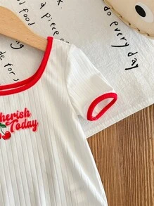 SHEIN Body bébé fille et maman, body casual d'été actif avec motif aux fruits contrastant - Blanc - Voir 3