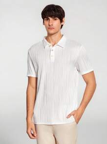 GENTILAND Áo thun polo cổ Henley tay ngắn thường ngày cho nam, thích hợp cho mùa hè - trắng - Xem 1