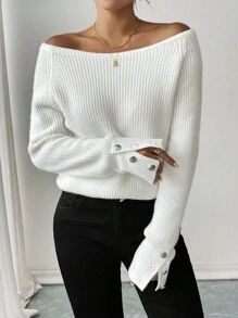 Calvaya Women French Style Casual Loose Pullover Sweater, Solid Color Raglan Sleeve, Autumn/Winter