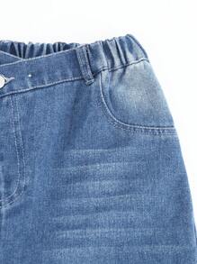 SHEIN Dopasowany kombinezon dla nastolatek i luźne asymetryczne jeansy z szerokimi nogawkami, modny uniwersalny design do codziennego noszenia