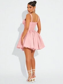 SHEIN SXY Princess Style Red Ballerina Tutu Dress For Birthday/Date/Party, With Built-In Crinoline (Non-Removable) Wedding Guest Dress Women - Pink - View 6