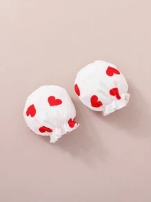 SHEIN 5件套新生女宝宝秋冬套装：可爱针织红色爱心波点连体衣、连体衣、连衣裙、发带、手套 - 紅色 - 查看 5