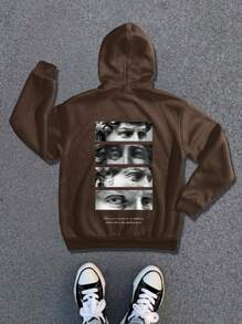 Manfinity EMRG Men's Graphic Printed Long Sleeve Hoodie, Casual Everyday Wear