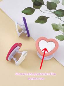 Pretty Bratty 艺术家 1 件心形简约手机壳带支架和镜子，适用于 iPhone16/15/14/13/12/11/XSMAX/7/8，爱情人节 - 酒紅色 - 查看 2