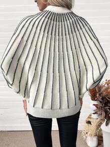 SHEIN Clasi Women's Batwing Sleeve Loose Casual Commuter Versatile Cardigan Sweater - Beige - View 2