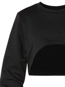 SHEIN Explorewe 3 件套女童服装：连帽运动衫、吊带背心和印花牛仔风格长裤套装 - 黃色 - 查看 4