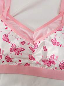 2 piezas de ropa interior con estampado de mariposa dulce y lindo para niñas adolescentes, color rosa - Multicolor - Ver 3