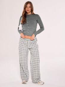 MUSERA Fitted Crew Neck Button Up Cardigan Winter Casual Party - Grey - View 4