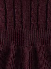 SHEIN Baby Girl Solid Color Mock Neck Long Sleeve Casual Sweater Dress, Baby Girl Sweater Dress, Toddler Sweater Dress, Burgundy Baby Girl Sweater Dress, Baby Girl Knit Dress, Fall Baby Girl Dress