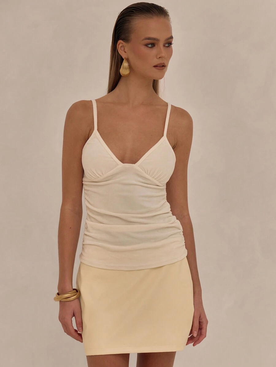 MUSERA V Neck Sexy Cami Top Casual Summer Spring Elegant Holiday - Yellow - View 1