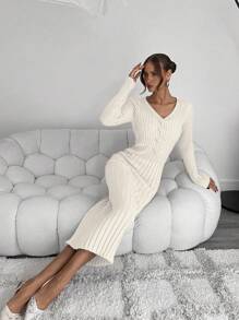 Roylia Elegant Twist Front Fitted Dress Design Fall Cloth For Women