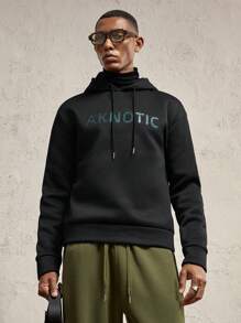 AKNOTIC Men's Black Autumn Graphic Streetwear Holiday Hoodie,Sequin Embroidered Letter Loose Fit Drop Shoulder Long Sleeve Sweatshirt,Casual Party Gift - Black - View 3