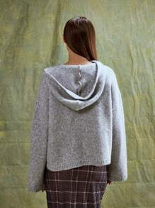 MUSERA Oversized Hooded Knit Jumper Thanksgiving Chic - Grey - View 2