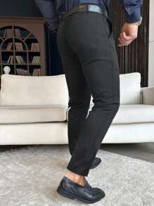 Manfinity Mode Men Slant Pocket Suit Pants Without Belt