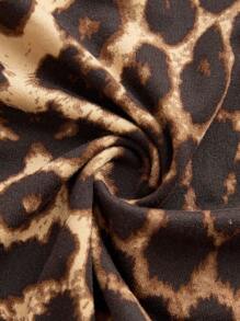 ROMWE J-Fashion Women Plus Size Y2K Gyaru Retro Subculture Sexy Halter Cross Ruffle Hem Leopard Print Mini Dress - Multicolor - View 4