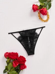 1 Peça Calcinha Sexy com Recortes em Renda para Mulheres