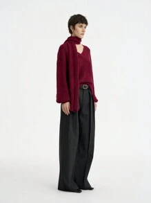 Aalyst Casual Solid Color Lantern Sleeve Sweater, Autumn/Winter