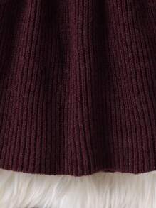 SHEIN Baby Girl Solid Color Mock Neck Long Sleeve Casual Sweater Dress, Baby Girl Sweater Dress, Toddler Sweater Dress, Burgundy Baby Girl Sweater Dress, Baby Girl Knit Dress, Fall Baby Girl Dress