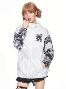 ROMWE Anime Dark Anime Academy Style Casual Women's Jacket