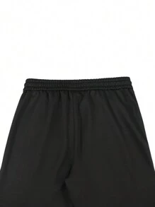 Manfinity Homme Men's Plain Front Tie Pocket Simple Sweatpants, Casual Everyday Wear - Black - View 6