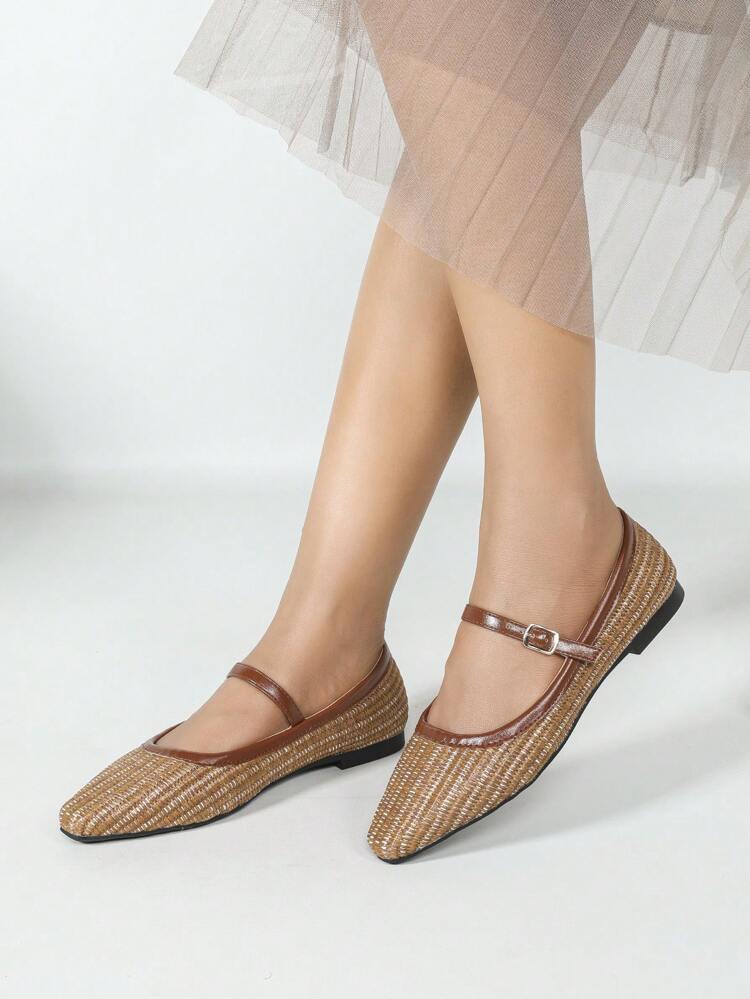 CUCCOO CHICEST 2024 Spring/Autumn New Arrival Solid Color Square Toe Casual Flat Shoes, Versatile For Christmas And New Year Holiday Vibe Fall And Winter