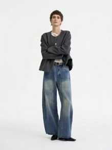 SHEIN LUNE 女式深灰色圆领长袖保暖外套 - 深灰色 - 查看 3
