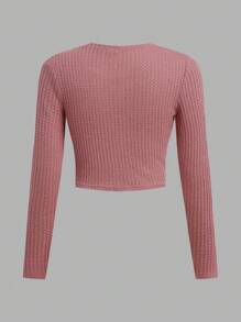Tween Girls' Fitted Casual Simple Comfortable Versatile Round Neck Letter Graphic Long Sleeve T-Shirt