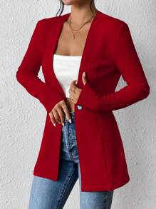 Chiquease Blazer de vestir/informal de unicolor con cintura para mujer
