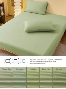 1 tấm ga trải giường màu xanh bơ trơn, mềm mại và thoáng khí, phù hợp với giường đơn, đôi, cỡ Queen, King - độ dày lên đến 11,8 inch, chống nhăn, có thể giặt máy. - Mầm xanh - Xem 5