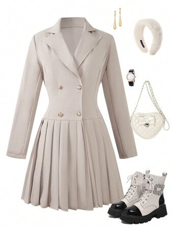 Robe plissée, style de navettage pour adolescentes