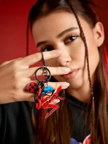 Miraculous Ladybug X SHEIN 1pc Cartoon Character Acrylic Keychain & Bag Charm - Multicolor - View 2