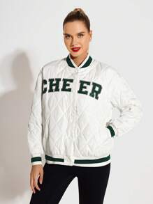 SHEIN Women's White Button-Up Front Pocket Long Sleeve Casual Sports Jacket For School & Daily Wear - White - View 7