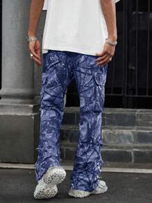 PAVTROS Pantalon cargo vintage ample à poches multiples, style streetwear, pantalon camouflage