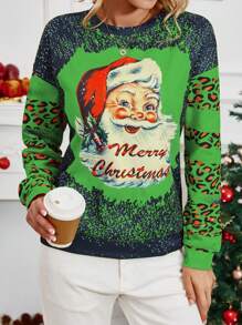 SHEIN LUNE Sweat-shirt-shirt décontracté à manches longues et col rond imprimé pour femmes, sweat-shirt à porter au quotidien en automne