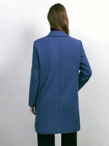 Maija 新品冬季休闲都市优雅复古日常宽松厚实保暖蓝色女式夹克 - 藍色 - 查看 4