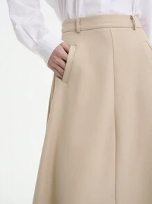 Aalyst Women Beige A-Line Skirt, High Waist