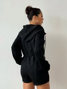 SHEIN Sport Studio 1pc Sports Jumpsuit Pants, Solid Color, Zipper, Casual Minimalist Style, For Everyday Wear