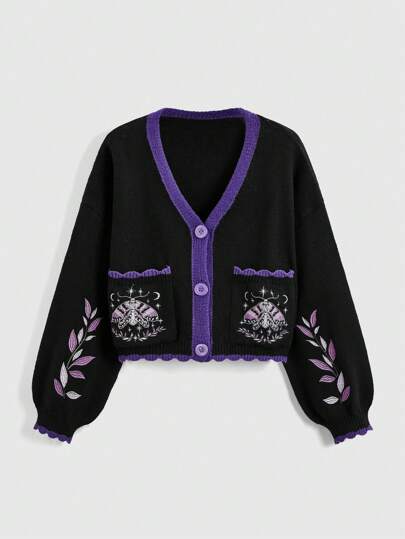 Hippie Cardigan Oversize con Motivi Luna e Stelle Misteriosi