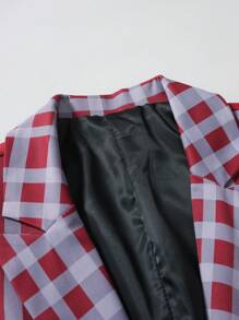 Manfinity AFTRDRK Plus Size Men's Plaid Long Sleeve Lapel Neck Jacket And Pants Suit Set, Autumn, For Christmas - Multicolor - View 6