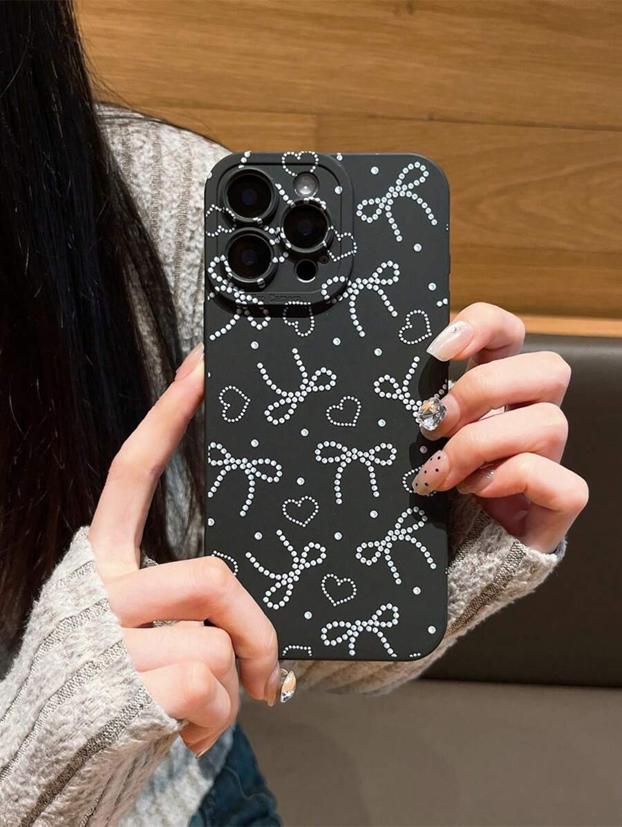 Babi Basques Artist 1 件时尚卡哇伊哑光可爱心形设计手机壳适用于 iPhone/智能手机，爱情人节 - 黑色 - 查看 1