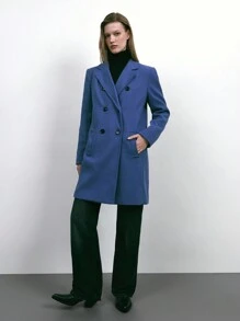 Maija 新品冬季休闲都市优雅复古日常宽松厚实保暖蓝色女式夹克 - 藍色 - 查看 3