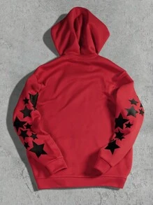 Manfinity EZcore Sudadera con capucha de manga larga con cierre de cremallera, con estampado de lema y estrella, para hombres en otoño. Sudadera con cremallera con texto, para regalo de amigos, esposo o novio