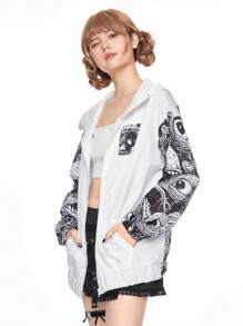 ROMWE Anime Dark Anime Academy Style Casual Women's Jacket