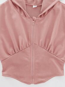 SHEIN Casual Crop Pullover Sweatshirt For Teen Girls - Pink - View 4