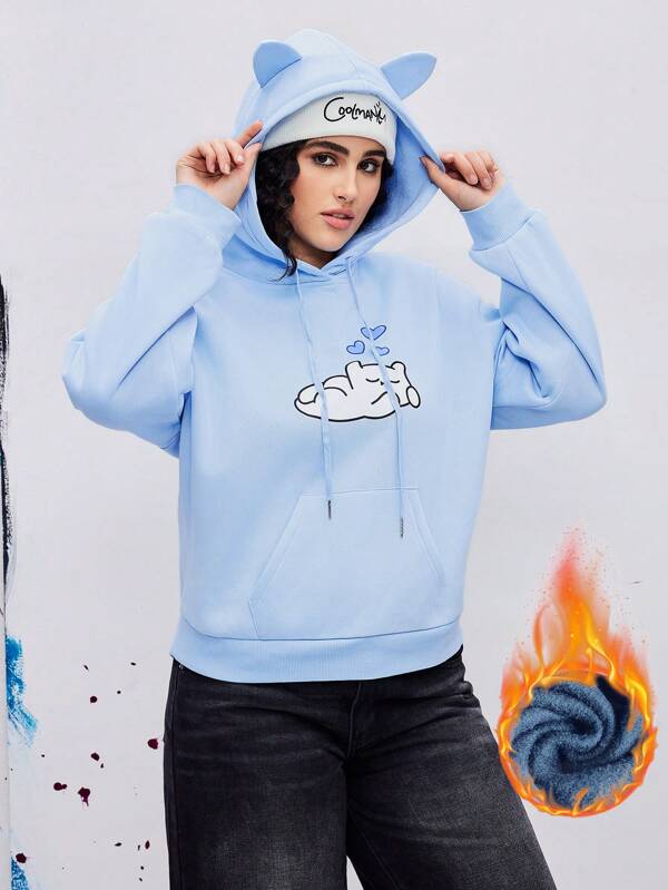 Coolman Sudadera con capucha para mujer con ajuste suelto casual, gruesa y cálida, con forro térmico, para días festivos, primavera, festivales, entrenamiento y vestimenta occidental, tallas grandes