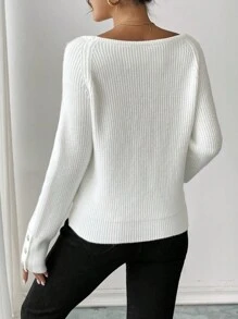 Calvaya Women French Style Casual Loose Pullover Sweater, Solid Color Raglan Sleeve, Autumn/Winter