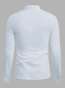 Manfinity VCAY Men's Front Button Long Sleeve Casual Shirt, Daily Wear