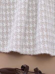 PrepCrw Young Girls' Khaki Woven Cinched Waist Color Block Collar A-Line Dress, Spring And Autumn